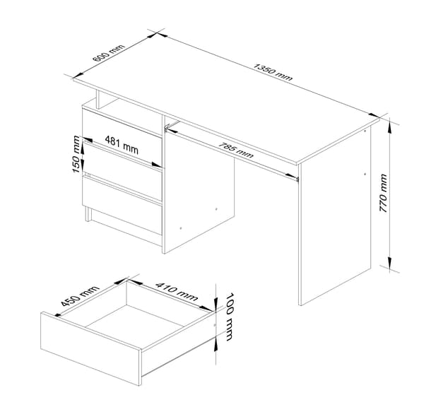 Akord computerskrivebord, sonoma-eg/hvid