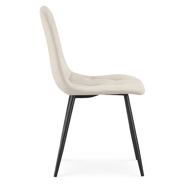 Akord Milo Quiltet Spisebordsstol I Velour, Beige, Sorte Ben