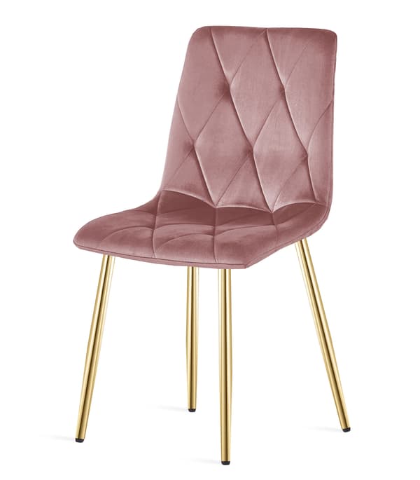 Libra Stuhl Aus Rosa Samt Mit Goldfarbenen Beinen (2Er - Set)