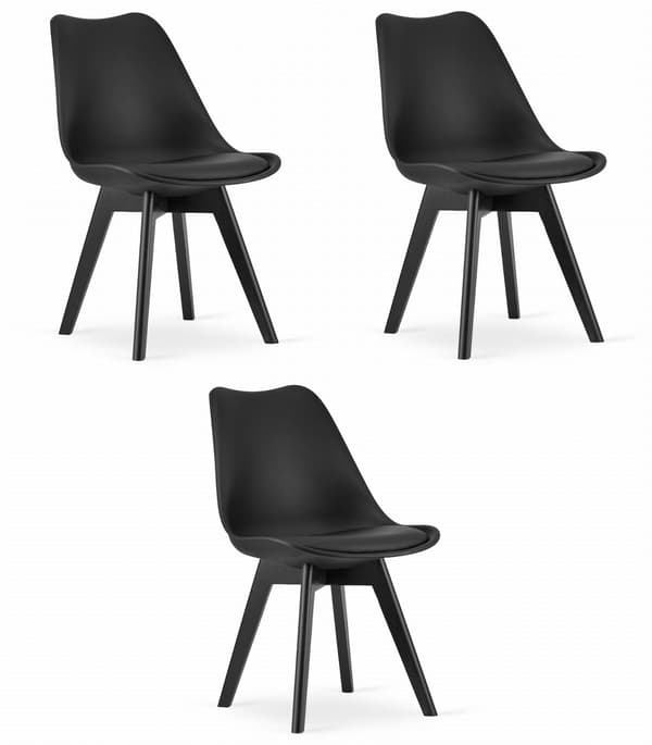 Mark Stol, Svart Med Svarta Ben, 3-Pack
