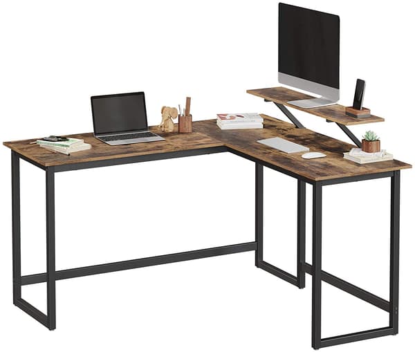 Leobert - Skrivebord - Rustik Brun/Sort - 130X140X76 Cm
