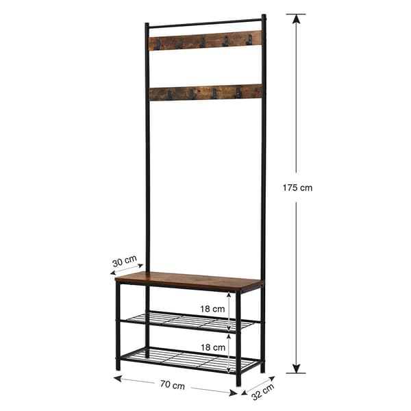 Leobert - Tøjstativ - Rustik Brun/Sort - 70X32X175 Cm