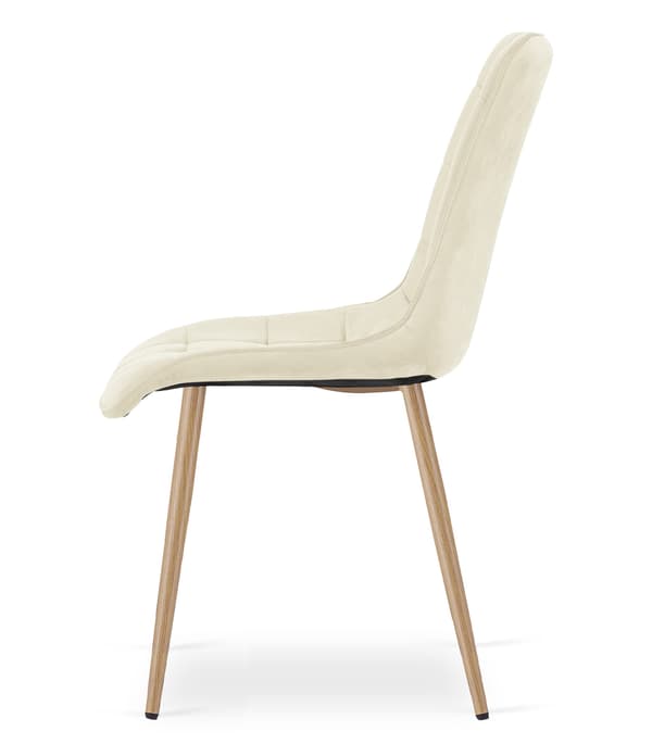 Leobert - Stol - Split - Fløjl Lys Beige/Egeben - Sæt Med 2