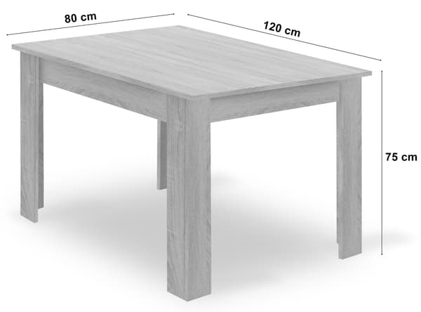 Leobert - Spisebordssæt - Wat - Sort - 120X80 Cm - 5 Dele