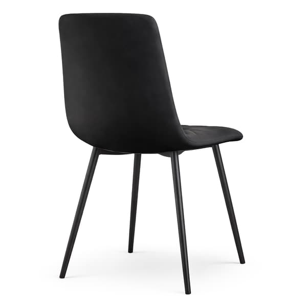 Akord Nero Quiltet Spisebordsstol I Velour, Sort, Sorte Ben