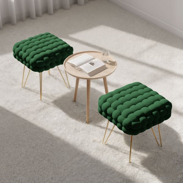 Akord Sittpuff Dotty Med Guldfärgade Ben Flaskgrön
