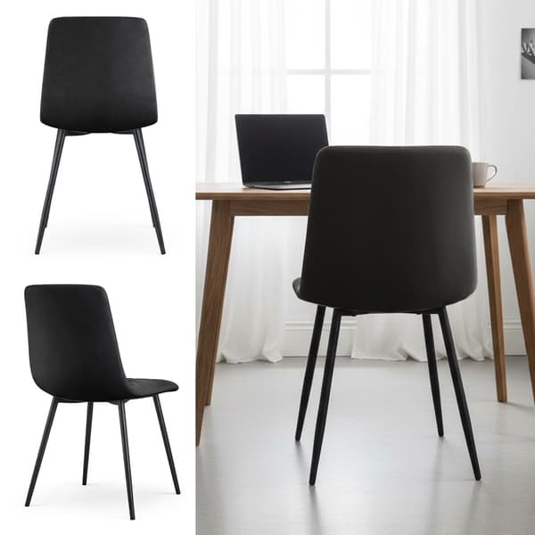 Akord Nero Quiltede Spisebordsstole I Velour, 6-Pak, Sort, Sorte Ben