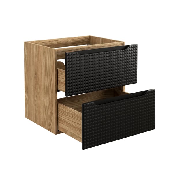Vaskeskab 60 Cm Med 2 Skuffer - Mat Sort, Olieret Eg
