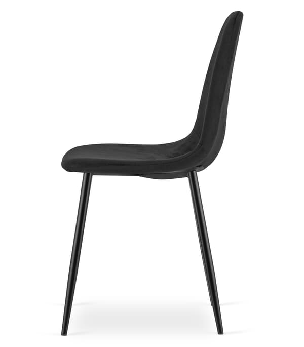 Leobert - Stol - Padva - Fløjl Sort/Sorte Ben - 44,5X53X87 Cm - Sæt Med 3