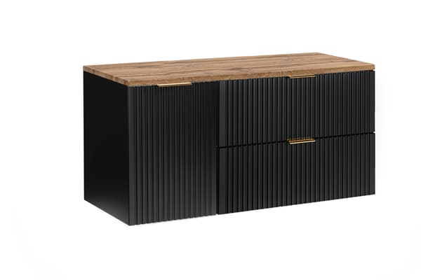 Badeværelsesmøbelsæt 120 Cm Med Bordplade - Mat Sort