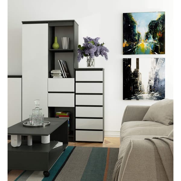 Akord Hög Byrå Grå Grafit/Vit 40X35X109
