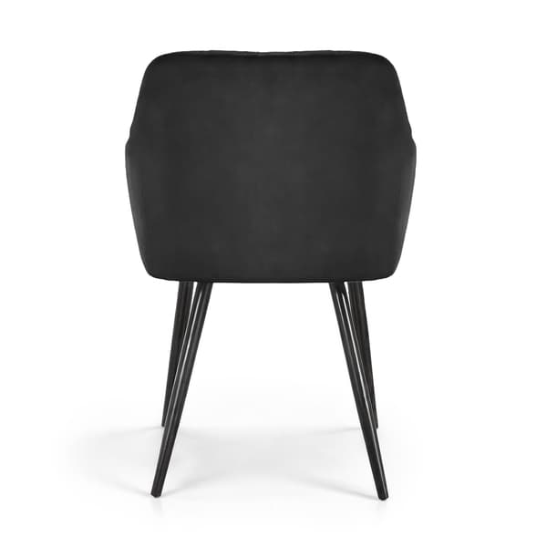 Akord Quiltede Spisebordsstole I Velour, 2-Pak, Sort, Sorte Ben