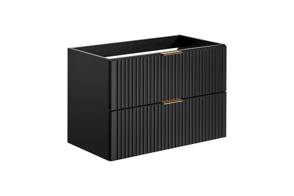 Vaskeskab 80 Cm Med 2 Skuffer - Adel Sort, Sort Mat
