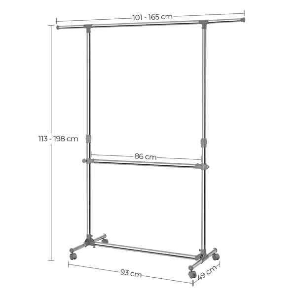 Leobert - Klädställning - Silver/Grå - 165X49X113 Cm