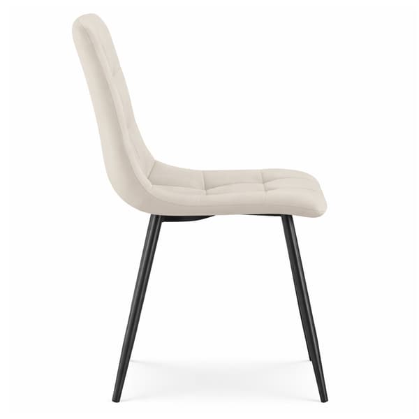 Akord Nero Quiltet Spisebordsstol I Velour, Beige, Sorte Ben
