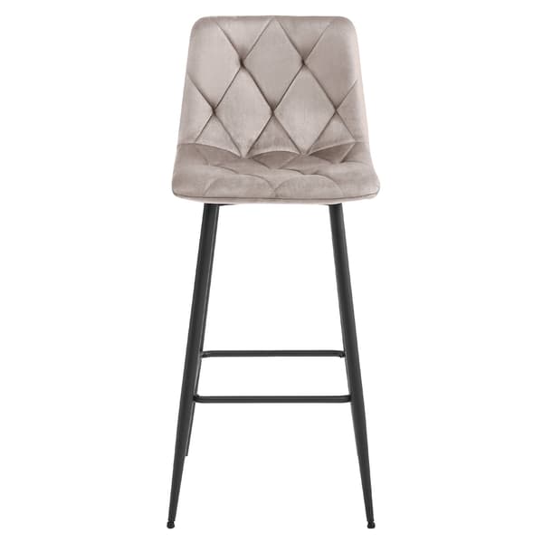 Barhocker Nado Aus Samt, Dunkelbeige Mit Schwarzen Beinen (4Er - Set)