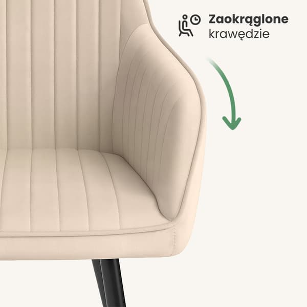 Akord Polstrede Spisebordsstole I Velour, 2-Pak, Beige, Sorte Ben