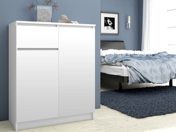 Akord Kommode 2 døre 1 skuffe Hvid 80x40x99
