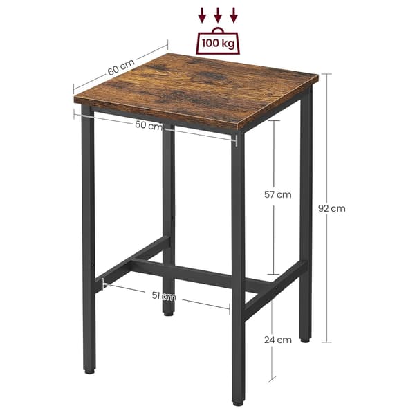 Leobert - Bord - Rustik Brun/Svart - 60X60X92 Cm