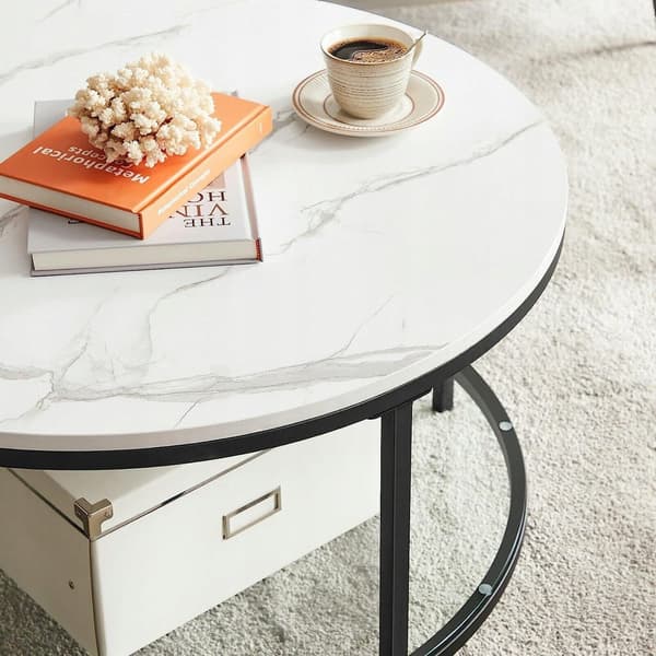 Leobert - Soffbord - Vit Marmer - 80X45,5 Cm