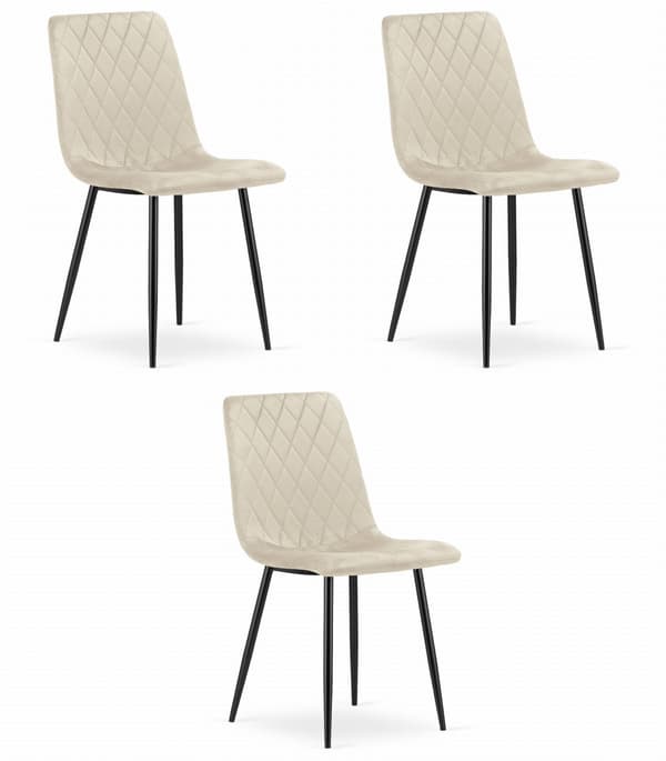 Turin Stol I Beige Sammet, 3-Pack
