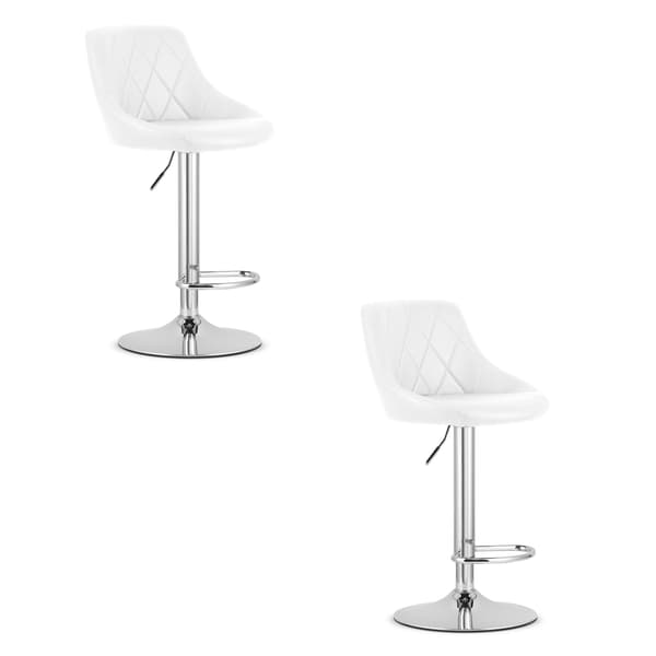 Leobert - Barstol - Kast - Konstläder Vit/Kromfot - Set Med 2