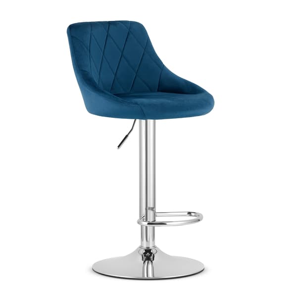 Barstol Kast, Marinblå Sammet, Kromad Bas, 85 - 85 Cm