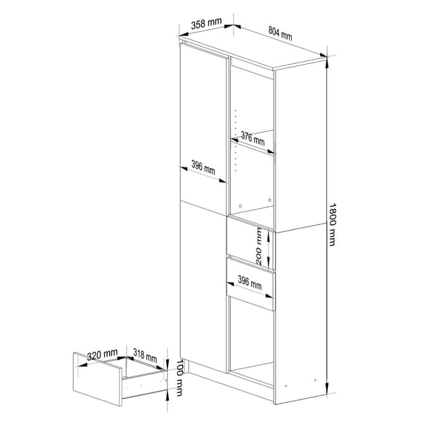Akord Hylla Vit Högglans 80X35X180