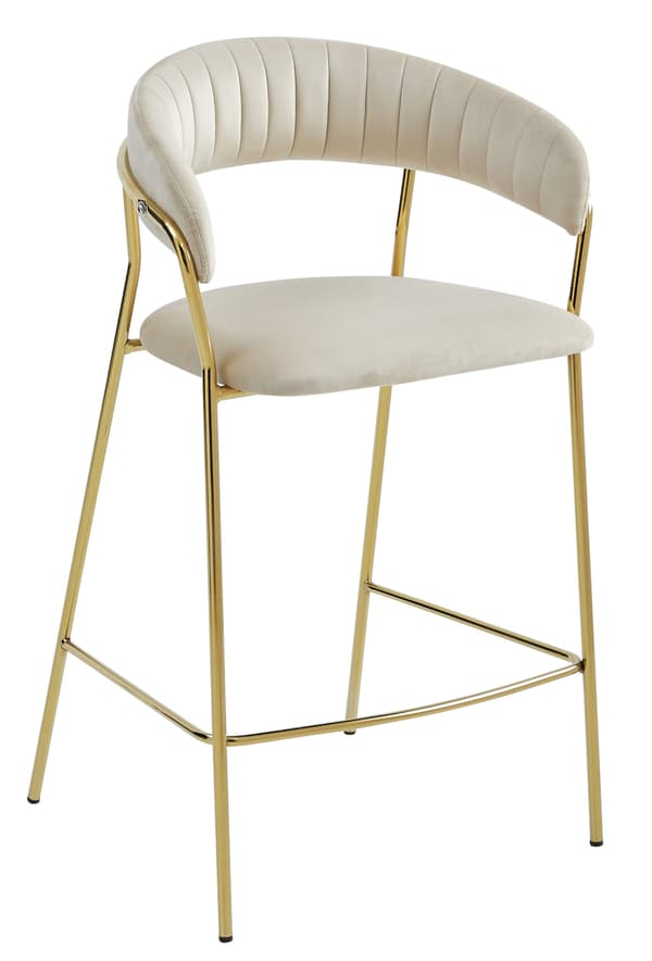 Leobert - Barstol - Badia - Sammet Beige/Guldfärgade Ben