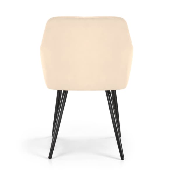 Akord Quiltede Spisebordsstole I Velour, 4-Pak, Beige, Sorte Ben