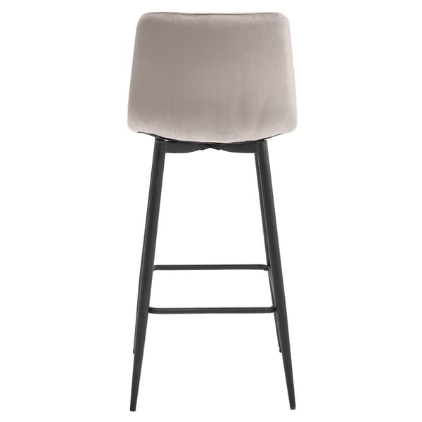 Barhocker Nado Aus Samt, Dunkelbeige, Mit Schwarzen Beinen, 3Er - Set