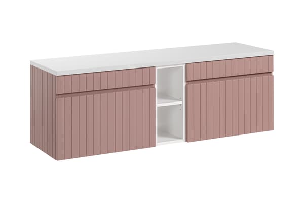 Kylpyhuonekalustesarja 140 Cm - Iconic Valkoinen, Antiikkiroosa