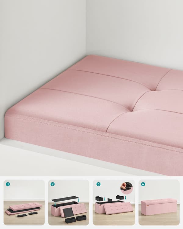 Leobert - Puff - Pastelrosa - 110X38X38 Cm
