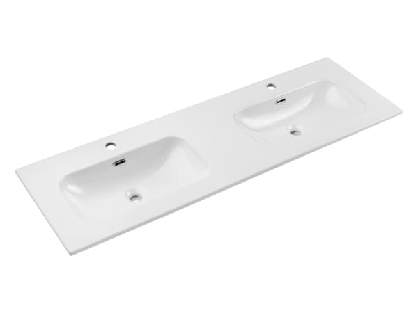 Dubbelt Tvättställ 140 Cm - Vit Högglans