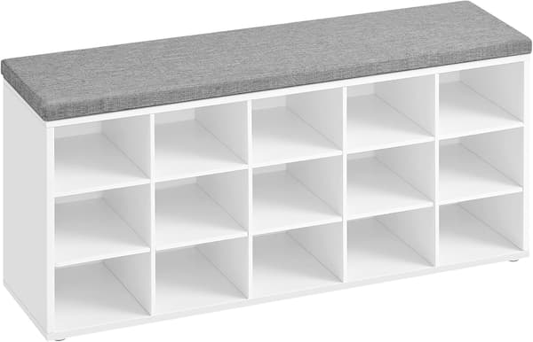 Leobert - Skobänk - Vit/Grå - 105X30X48 Cm