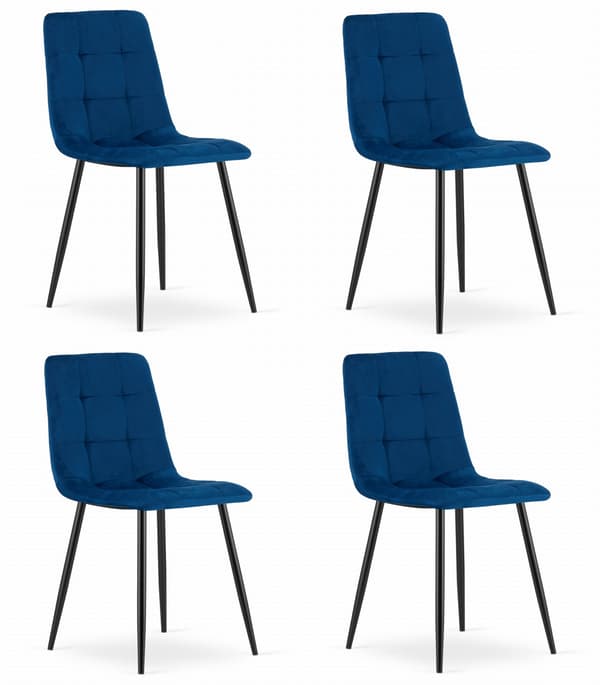 Kara Stol I Marinblå Sammet (4 St)