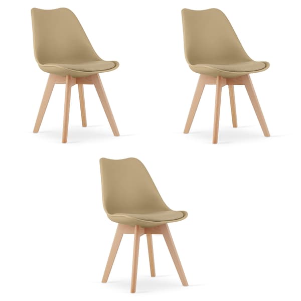 Mark Stol, Mörkbeige Med Naturfärgade Ben (3-Pack)