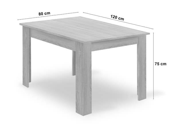 Leobert - Spisebordssæt - Mark - Sort - 120X80 Cm - 5 Dele