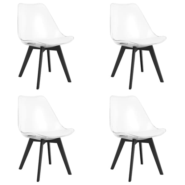 Oskar Mark Transparent Stol Med Svarta Ben, 4-Pack