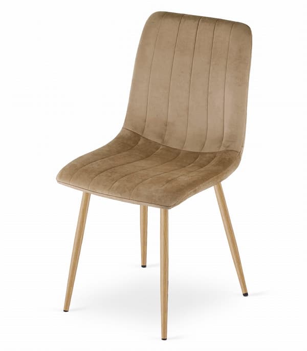 Lava Stol I Brun Sammet, Ben I Träfärg (2-Pack)