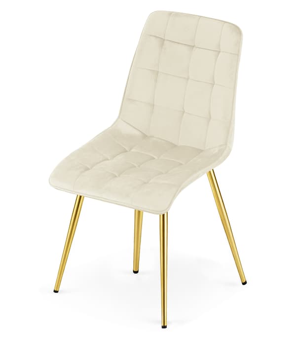 Tuoli - Leobert - Split - Sametti Vaalea Beige/Kullanväriset Jalat