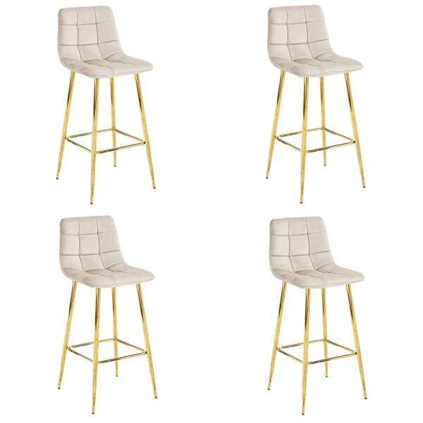 Arceto Barstol (Beige Sammet, Guldben) 4-Pack