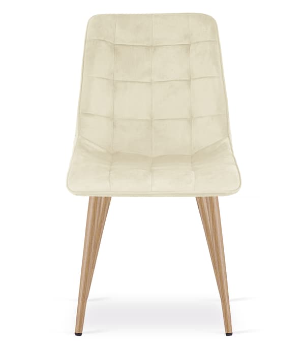 Tuoli - Leobert - Split - Sametti Vaalea Beige/Tammijalat - Setti 2 Kpl