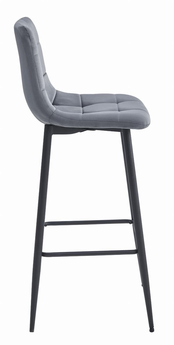 Hocker Arceto Aus Dunkelgrauem Samt Mit Schwarzen Beinen, 2Er - Set
