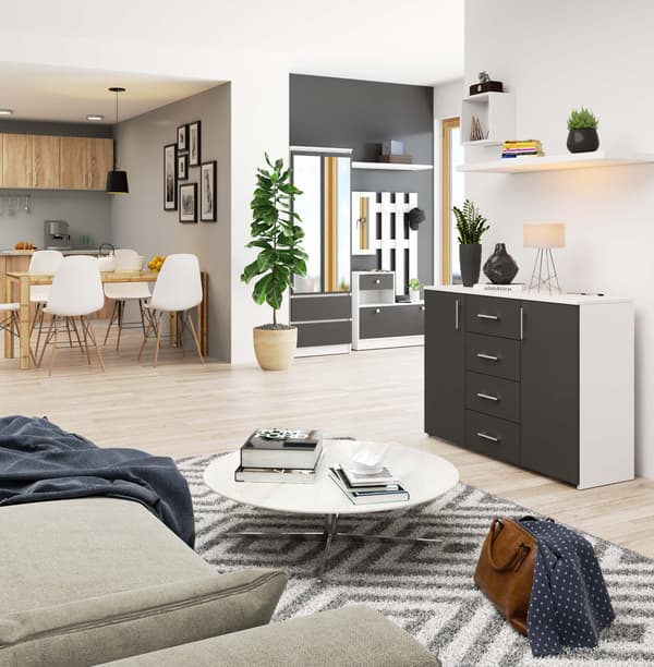 Akord Kommode Hvid/Grå Grafit 35X110X85