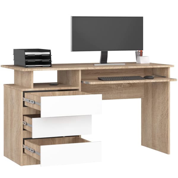 Akord computerskrivebord, sonoma-eg/hvid