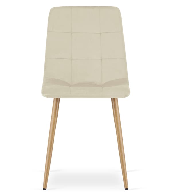 Stol Kara, Ljusbeige Sammet, Träfärgade Ben (2 St)