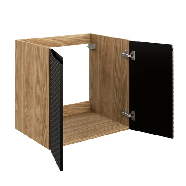 Vaskeskab 60 Cm Med 2 Døre - Mat Sort, Olieret Eg