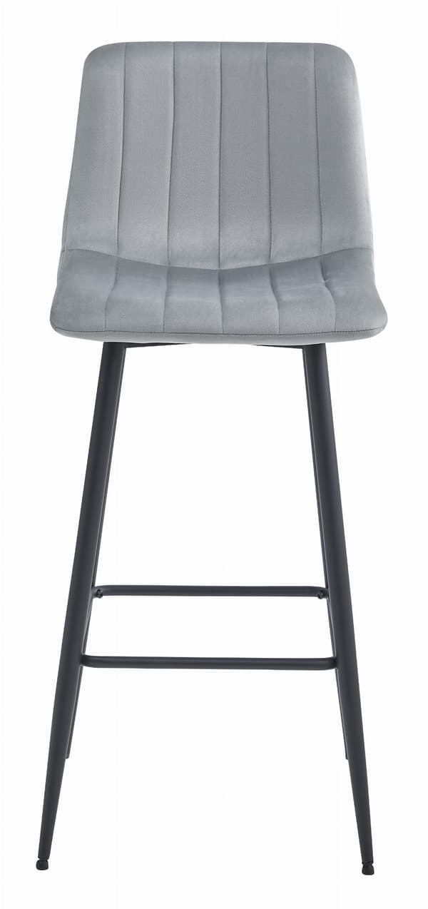 Pozza Barstol I Silvergrå Sammet Med Svarta Ben (2-Pack)