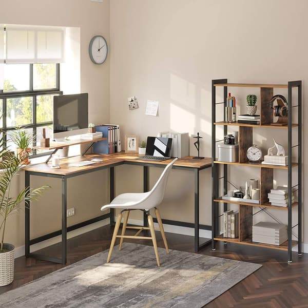 Leobert - Skrivebord - Rustik Brun/Sort - 130X140X76 Cm